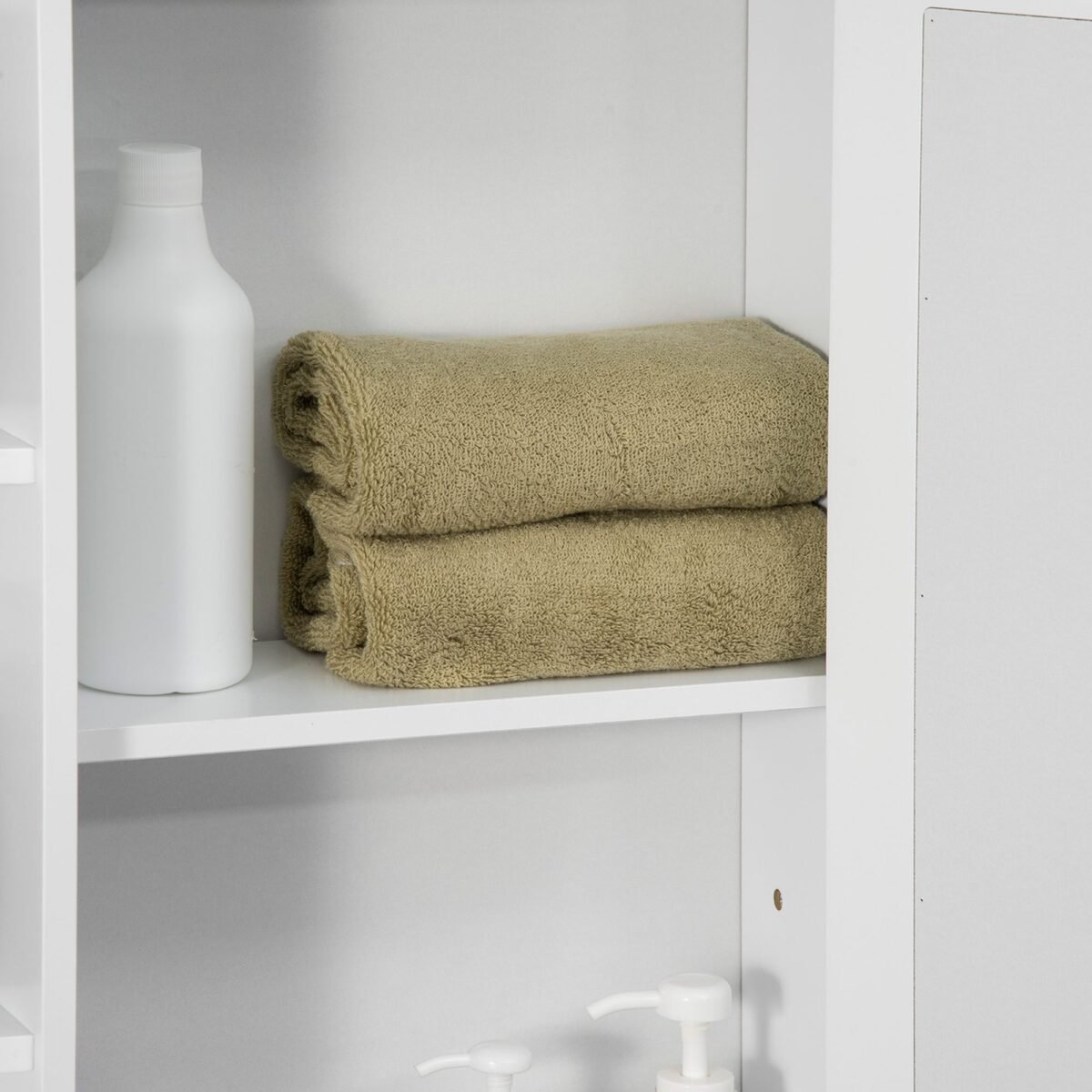 Vonios sieninė veidrodinė spintelė su 8 skyriais