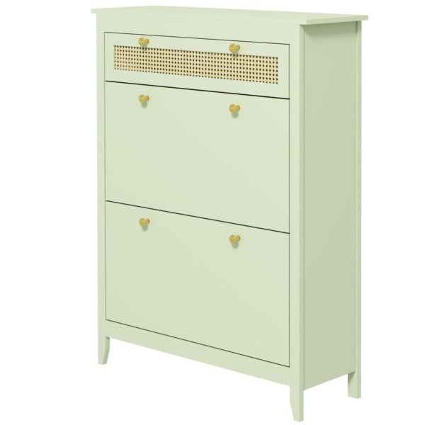 Batų spintelė su ištraukiamu stalčiumi ir atverčiamais skyriais su reguliuojamomis lentynomis 12 porų batų