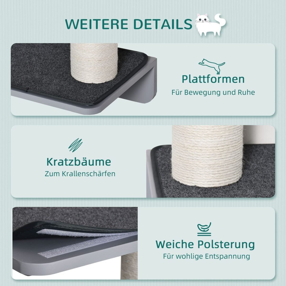 Sieninė kačių draskyklė su platformomis