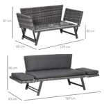Dvivietė poliratano lauko sofa su atlenkiamais porankiais