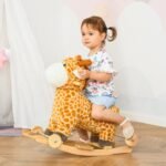 Pliušinė supama žirafa su ratukais ir garso efektais
