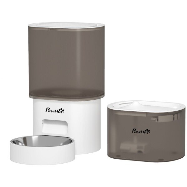 Automatinis gyvūnų maisto ir vandens dozatorius su 3 l maisto ir 2,5 l vandens talpomis valdomas programėle