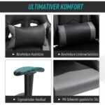 Ergonominė žaidimų ir biuro kėdė su 160° atlošimu ir atramomis