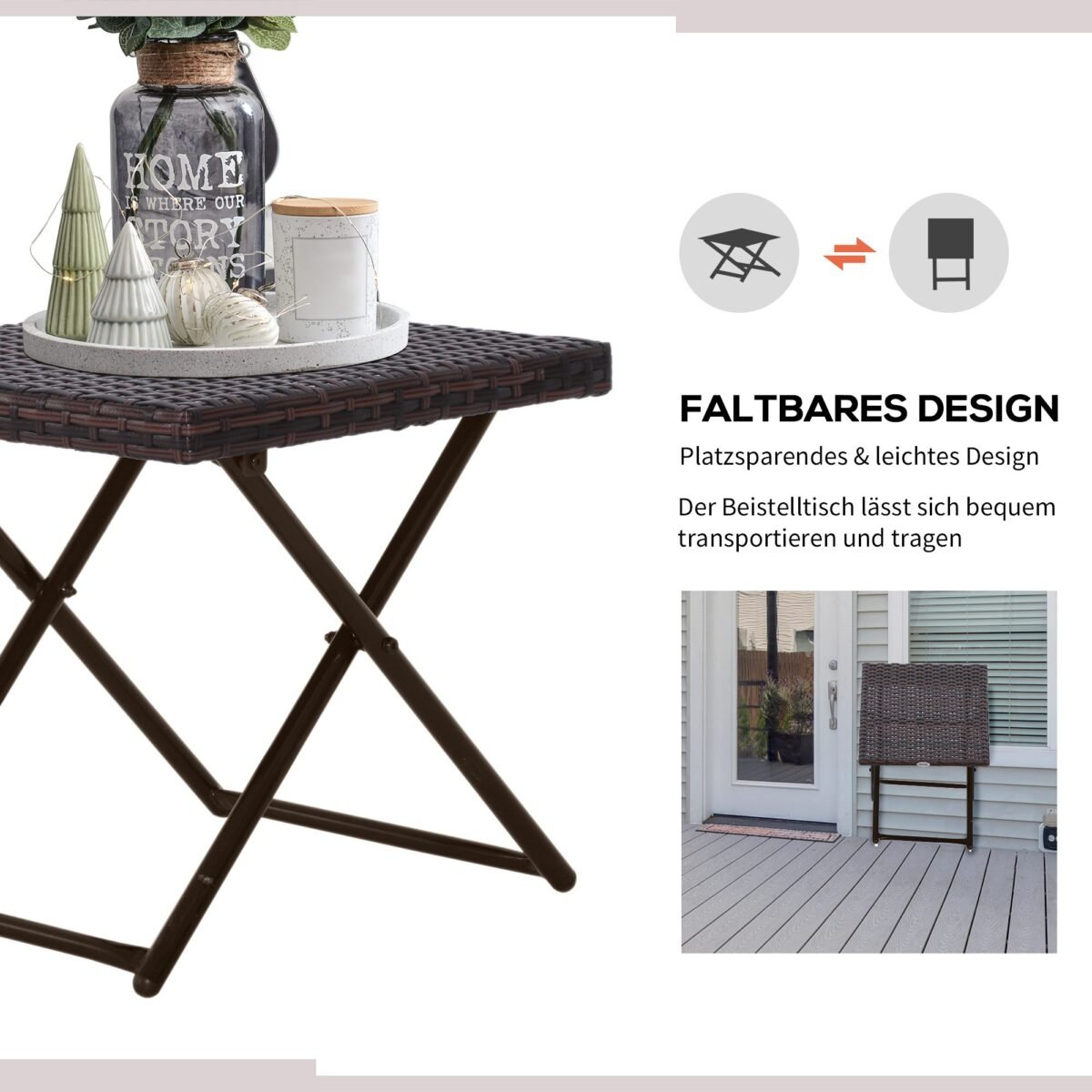 Sulankstomas poliratano lauko staliukas