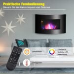 Sieninis elektrinis židinys su 7 spalvų liepsnos efektu ir šildymu
