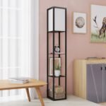 Pastatomas šviestuvas su trimis lentynomis