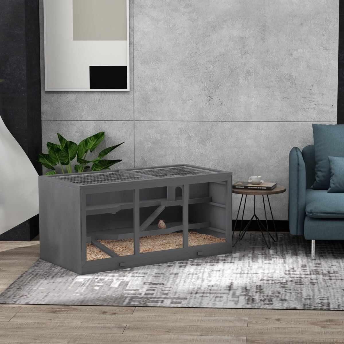 Medinis graužikų namelis su reguliuojamu viršumi