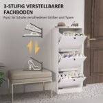 Batų spintelė su 3 atverčiamomis durelėmis ir reguliuojamomis lentynomis