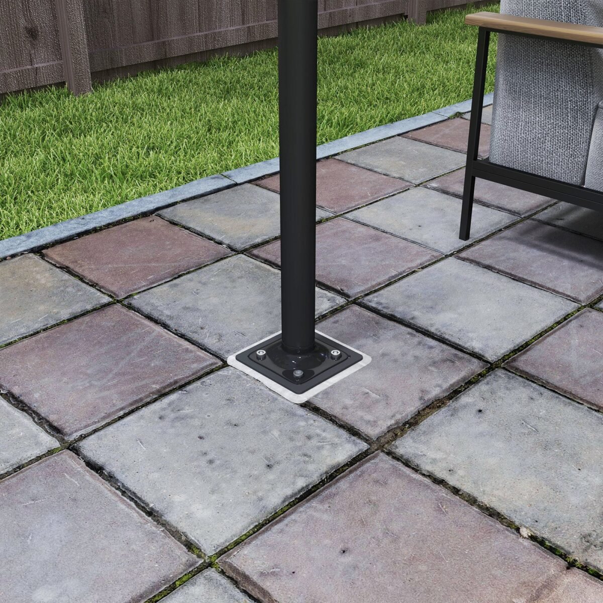 Įbetonuojamas metalinis skėčio stovas