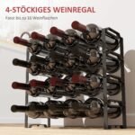 Metalinė 4 lygių vyno lentyna 16 butelių