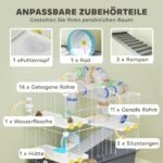 Žiurkėnų narvas su 4 aukštais ir tunelių sistema