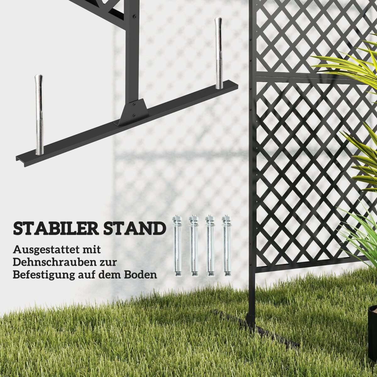 Lauko erdvės daliklis su grotelėmis, metalinis atitvaras, 122x45x198 cm