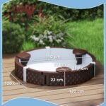 Apvali vaikų smėlio dėžė su 3 integruotomis sėdynėmis, apsauginiu dangčiu ir vandeniui atspariu dugnu