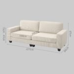 Trivietė sofa su kordiniu apmušalu ir spyruokliniu sėdynės pagrindu