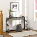 Industrinio stiliaus konsolinis staliukas su tvirtu metaliniu rėmu