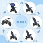 Augantis vaikiškas triratis su tėvų rankena ir apsauginiu stogeliu