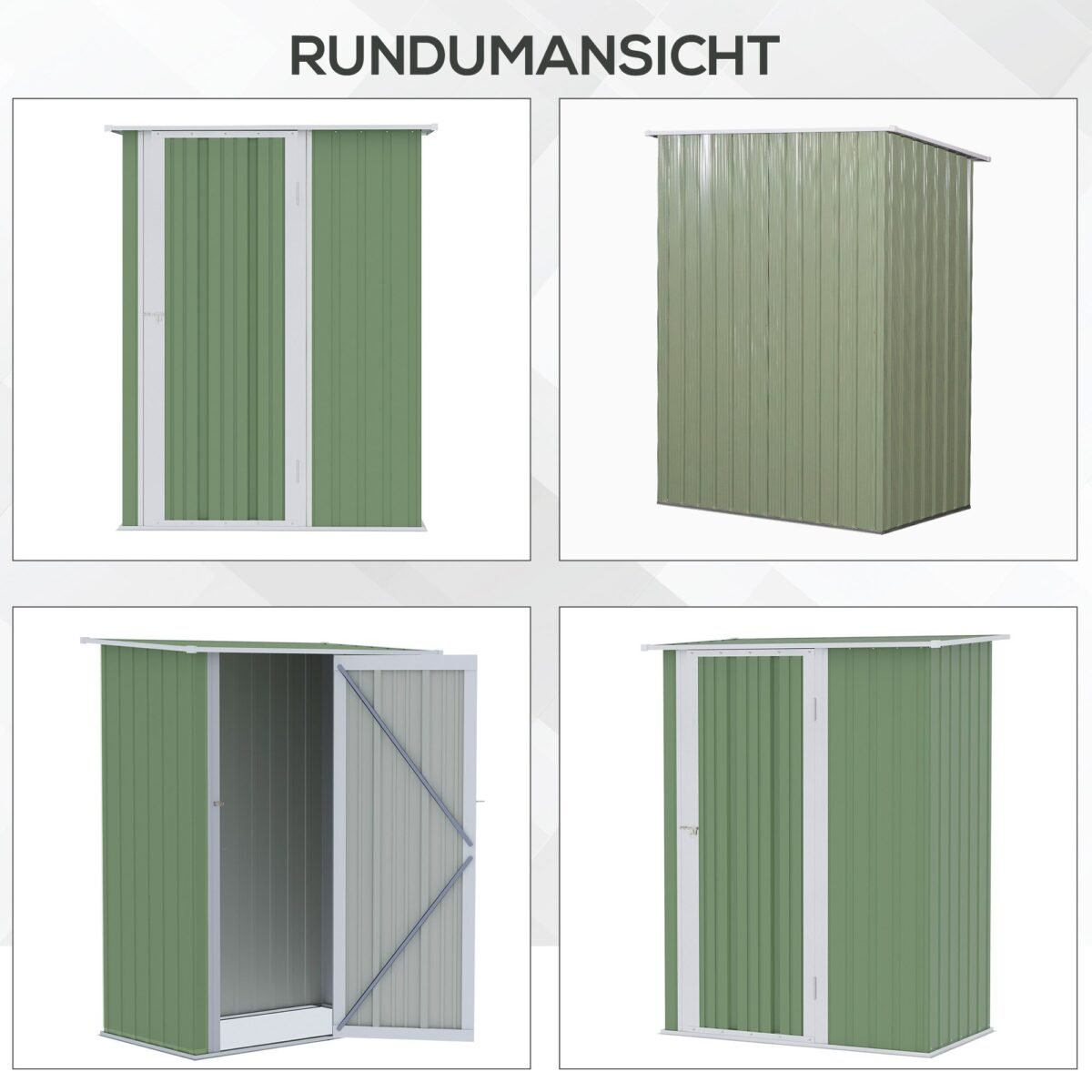 Plieninis sodo sandėliukas su nuožulniu stogu ir rakinamomis durimis