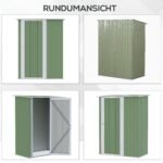 Plieninis sodo sandėliukas su nuožulniu stogu ir rakinamomis durimis