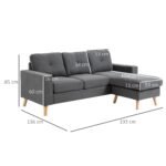 Trivietė skandinaviško stiliaus kampinė sofa su sagomis