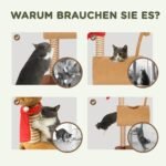 98 cm aukščio kačių draskyklė-bokštas su elnio dizainu, su tuneliu ir kamuoliuku