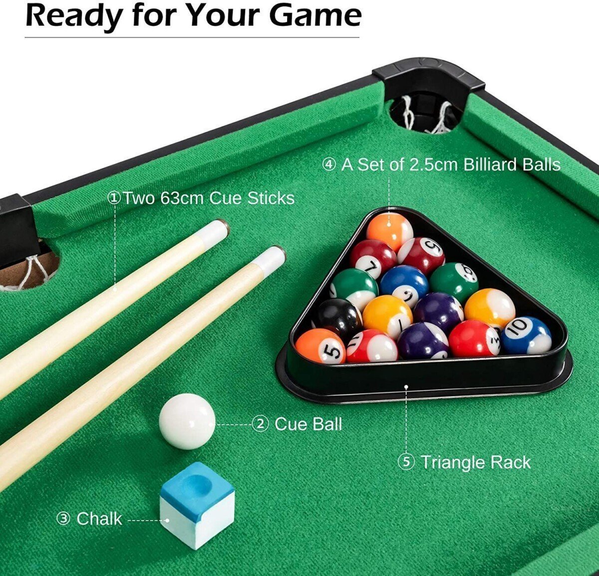 Nešiojamas mini biliardo stalas vaikams (Žalia)