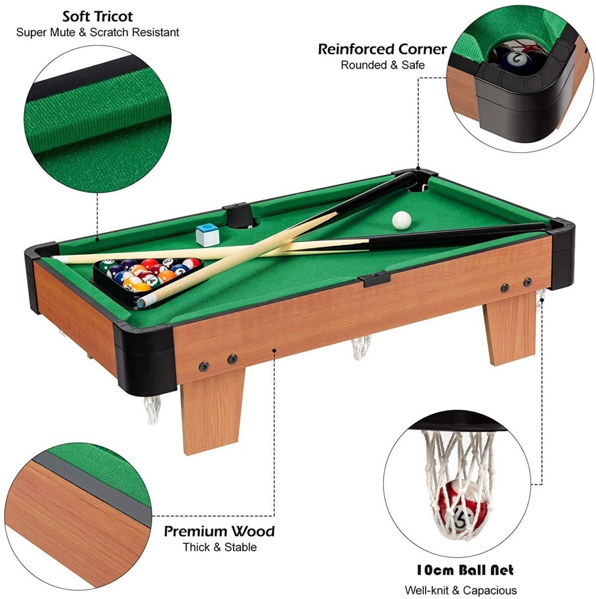 Nešiojamas mini biliardo stalas vaikams (Žalia)