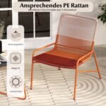 3 dalių lauko baldų komplektas su 2 kėdėmis ir stalu (Oranžinė)