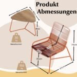 3 dalių lauko baldų komplektas su 2 kėdėmis ir stalu (Oranžinė)