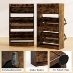 Siaura dviejų durelių batų spintelė su paslėptais stalčiais (Kavos)