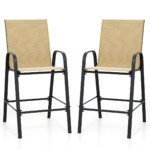 Baro kėdžių komplektas 2 vnt su atlošu ir porankiais (Smėlio)