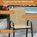 Baro kėdžių komplektas 2 vnt su atlošu ir porankiais (Smėlio)