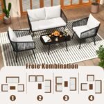 Lauko baldų komplektas su pagalvėlėmis (Juoda)