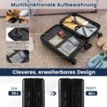 Išplečiamas kelioninis lagaminas su priekine kišene 20 colių (Juoda)