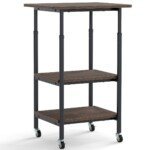 Trijų lygių aukščio reguliuojamas spausdintuvo stovas su ratukais (Ruda)