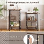 Trijų lygių aukščio reguliuojamas spausdintuvo stovas su ratukais (Ruda)