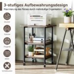 Trijų lygių aukščio reguliuojamas spausdintuvo stovas su ratukais (Ruda)