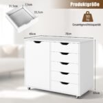 Mobilus komodos su penkiais stalčiais ir spintele (Balta)