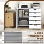 Mobilus komodos su penkiais stalčiais ir spintele (Balta)