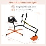 Sėdimasis metalinis ekskavatorius su 360° besisukančia sėdyne ir vairuojama kauše (Oranžinė)