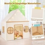 Vaikiška žaidimų palapinė su LED žvaigždžių lempute ir paminkštinta pagalvėle (Smėlio + Juoda)