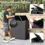 Lauko šiukšliadėžė su dvigubu dangčiu ir ištraukiama plokštele (Juoda)