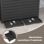 Lauko šiukšliadėžė su dvigubu dangčiu ir ištraukiama plokštele (Juoda)