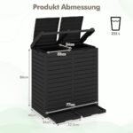 Lauko šiukšliadėžė su dvigubu dangčiu ir ištraukiama plokštele (Juoda)