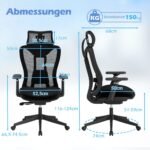 Ergonomiška biuro kėdė su juosmens ir galvos atrama (Juoda)