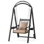 Lauko supynės su rėmu ir sėdimomis vietomis sodui (Juoda)