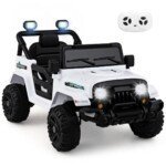 Elektrinis vaikiškas sunkvežimis su nuotolinio valdymo pulteliu ir LED šviesomis (Balta)