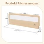 150 cm sulankstomos lovos apsauga su nuimamu užvalkalu (Smėlio)