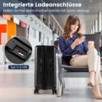 Išplečiamas kelioninis lagaminas su priekine kišene 20 colių (Juoda)