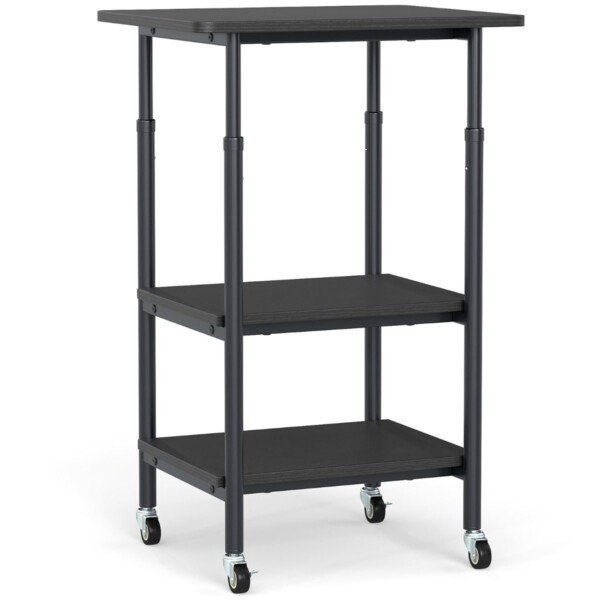 Reguliuojamo aukščio spausdintuvo stovas su ratukais (Juoda)