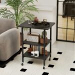 Reguliuojamo aukščio spausdintuvo stovas su ratukais (Juoda)